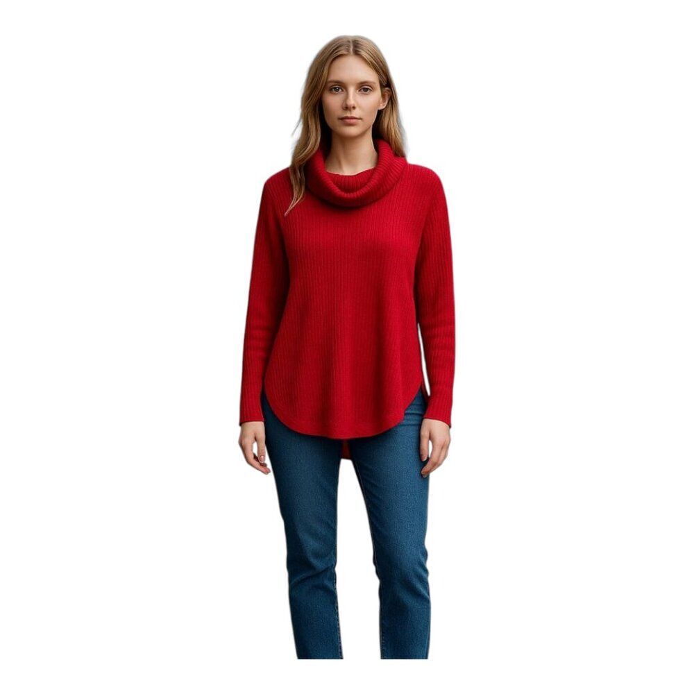 ANDREW MARC SPORT Cowl Neck Top Brushed Waffle Dolphin Hem Turtleneck Tunic XL - Picture 13 of 16
